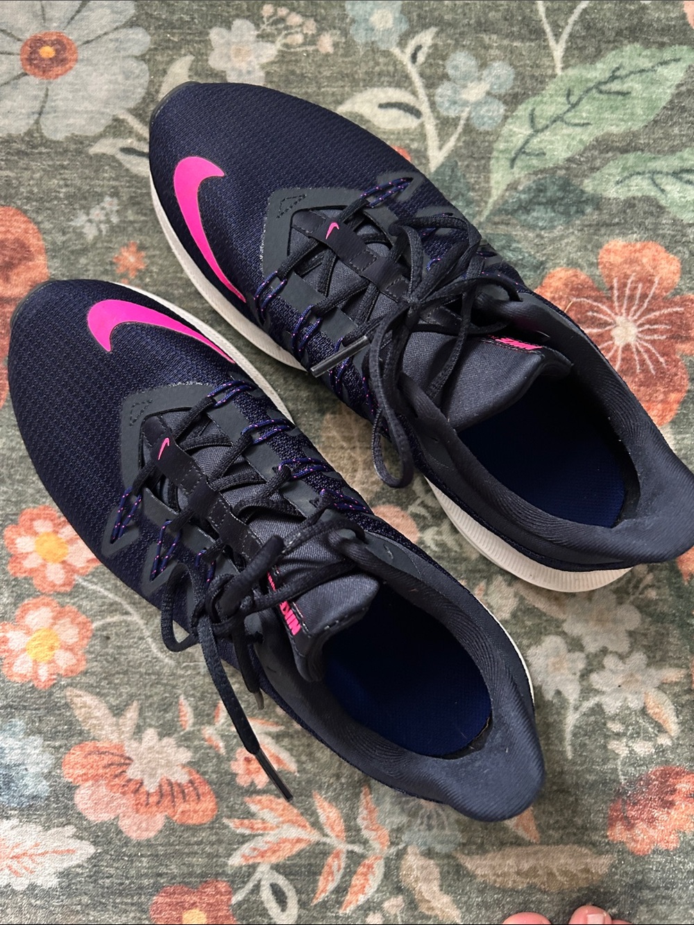 Nike Women’s Navy Athletic Sneakers with Pink Swoosh